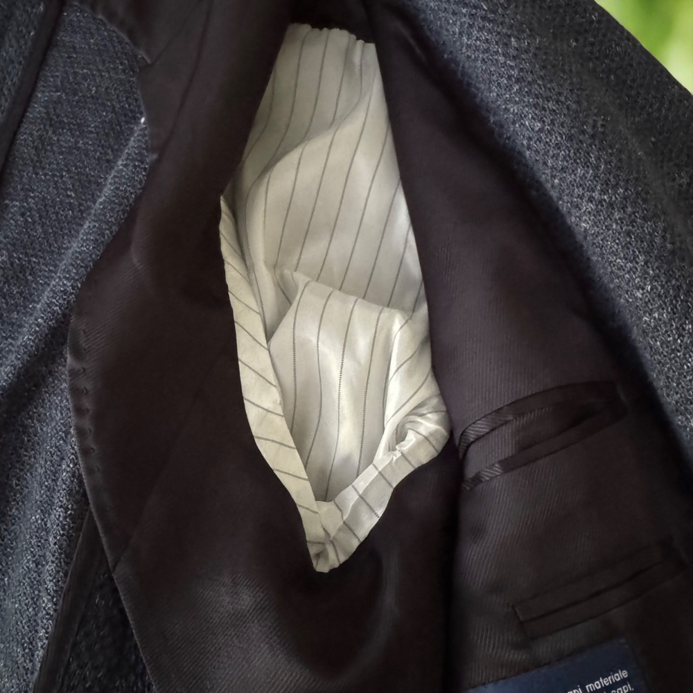 $1650 - Fedeli Damon Linen Jacquard Summer Blazer/Jacket - Navy Blue - 40 / 50 R - Picture 9 of 16